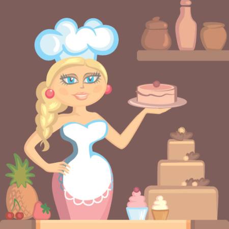 dame, blonde, kok, cake, vrouw, keuken Klavapuk - Dreamstime