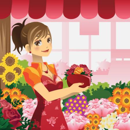 vrouw, bloemen, winkel, rood, meisje Artisticco Llc - Dreamstime