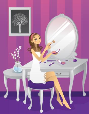 vrouw, make-up, boom, spiegel, bureau Artisticco Llc - Dreamstime