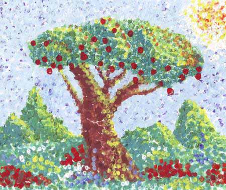 boom, vruchten, rood, tuin, het schilderen, kunst Anastasia Serduykova Vadimovna - Dreamstime
