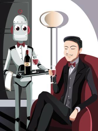 robot, man, wijn, glas Artisticco Llc - Dreamstime