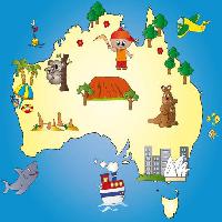 Pixwords Het beeld met stat, land, kontinent, havet, hav, båd, koala Milena Moiola (Adelaideiside)