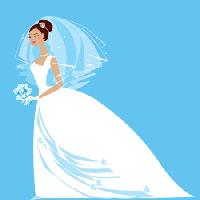 Pixwords Het beeld met wit, vrouw, bruid, blauw Vanda Grigorovic - Dreamstime
