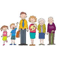 Pixwords Het beeld met mensen, familie, baby, kind, kinderen, grootouders I359702 - Dreamstime