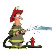 Pixwords Het beeld met brand, man, hidrant, hydrant, slang, rood, water Dedmazay - Dreamstime