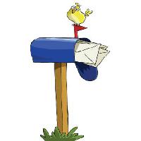 vogel, post, brievenbus, blauw, brieven Dedmazay - Dreamstime