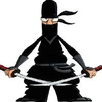 Pixwords Het beeld met ninja, zwart, zwaard, knippen, oog, Dedmazay - Dreamstime