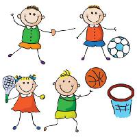 Pixwords Het beeld met kinderen, sport, voetbal, tennis, basketbal Aliona Zbughin - Dreamstime