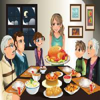 Pixwords Het beeld met diner, turkije, familie, vrouw, meisje, maaltijd Artisticco Llc - Dreamstime